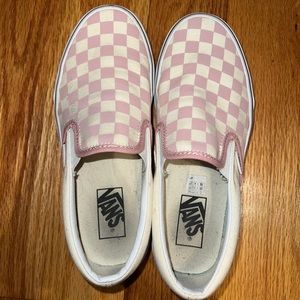 Pink Checkered Slip On Vans
